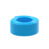 A neatly coiled Electric Blue Premium Microbore Hose 6.3mm x 100m, perfect for pure water window cleaning systems, displayed on a plain white background.
