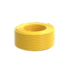 The Yellow Premium Microbore Hose 6.3mm x 100M is neatly coiled in a circular stack against a plain white background, ideal for pure water window cleaning systems.