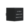 The PowerUP 12VDC 40a Relay, a black automotive relay with white labelling, is ideal for Window Cleaning Systems and is shown against a plain white background.