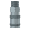 Close-up of the Series 26 Quick Release Coupling for PowerUP Rotary Union, featuring a metallic threaded top, hexagonal section, and knurled grip, designed for Water Fed Pole Systems. Shown against a plain white background.
