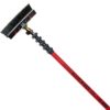 The CLX™ Carbon Composite Pole - CLX 22 is a red telescopic pole with a black brush head and tubing, designed for window cleaning using a Water Fed Pole System.