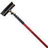 A CLX™ Carbon Composite Pole - CLX 27 with a black, wide-bristled brush head—perfect for use with Water Fed Pole Systems to achieve efficient pure water window cleaning.